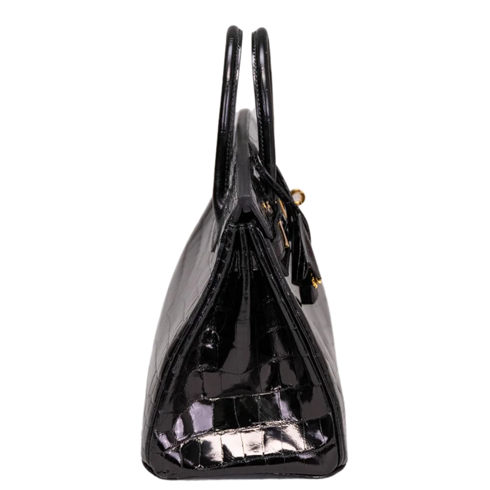 Birkin 25 Black Shiny Niloticus