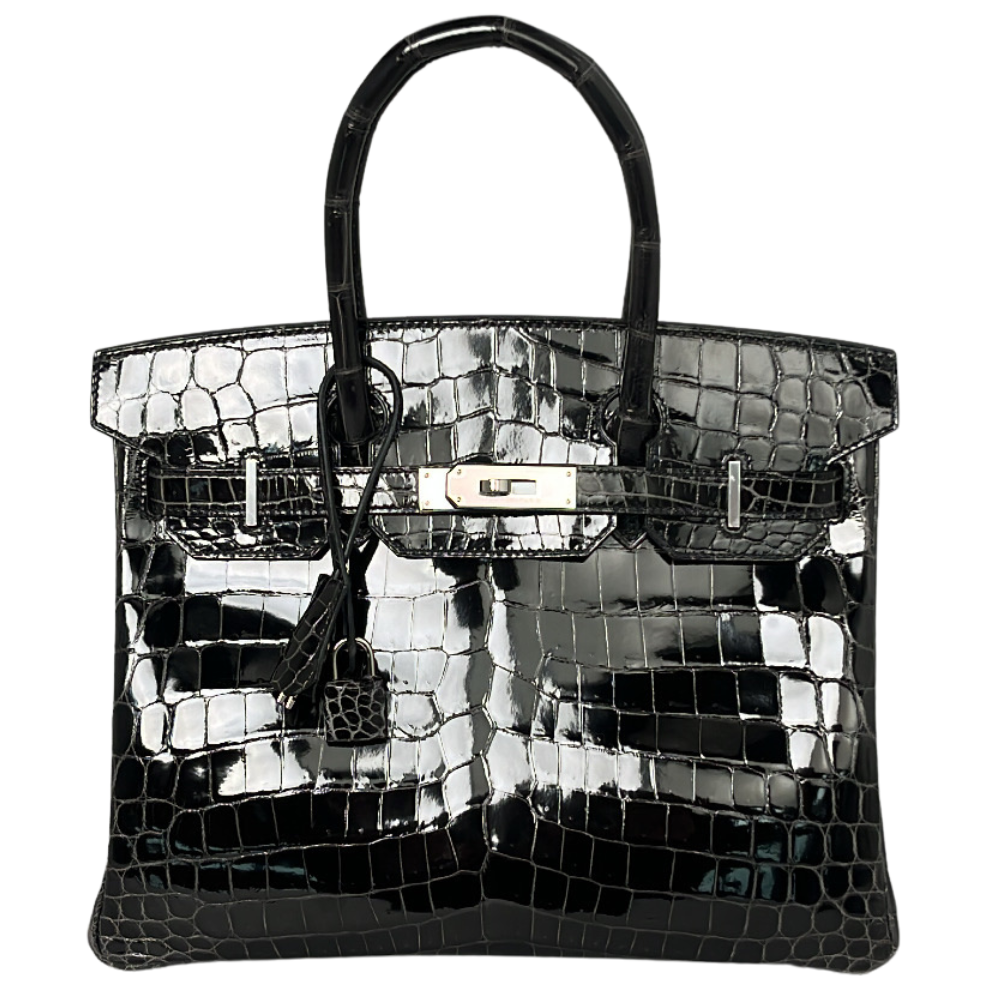 Birkin 25 Black Shiny Niloticus