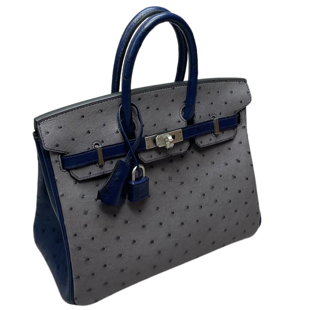 Birkin 25 Gris Agate / Blue Indigo