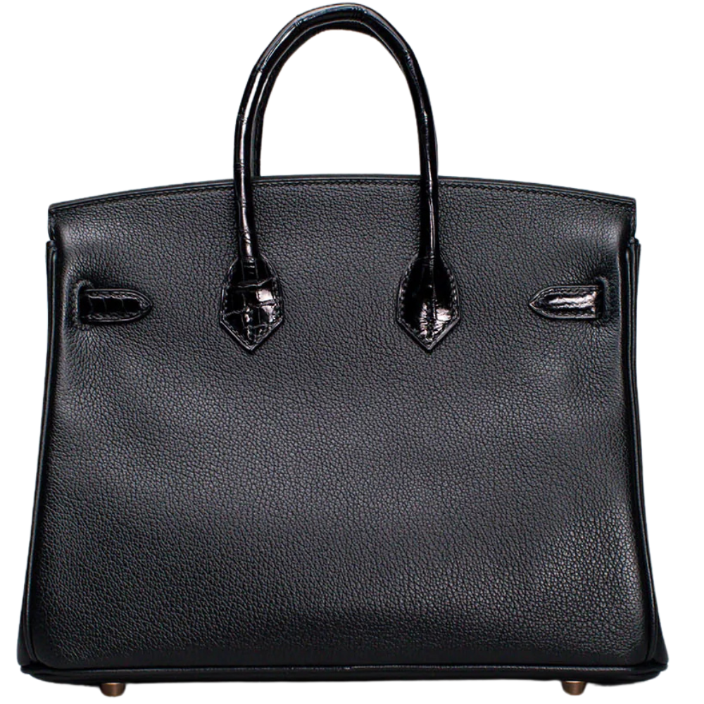 Birkin 25 Touch Black Shiny Niloticus