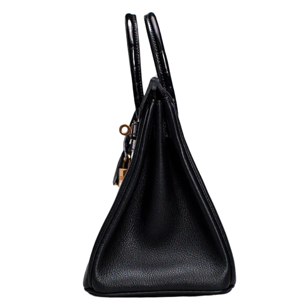 Birkin 25 Touch Black Shiny Niloticus