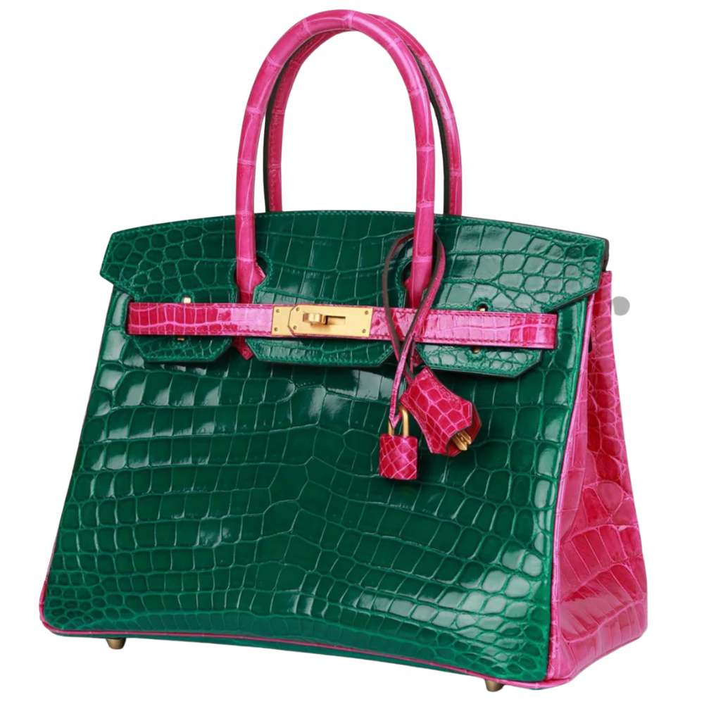 Birkin 25 Vert Emeraude/Rose Scheherazade Niloticus Crocodile