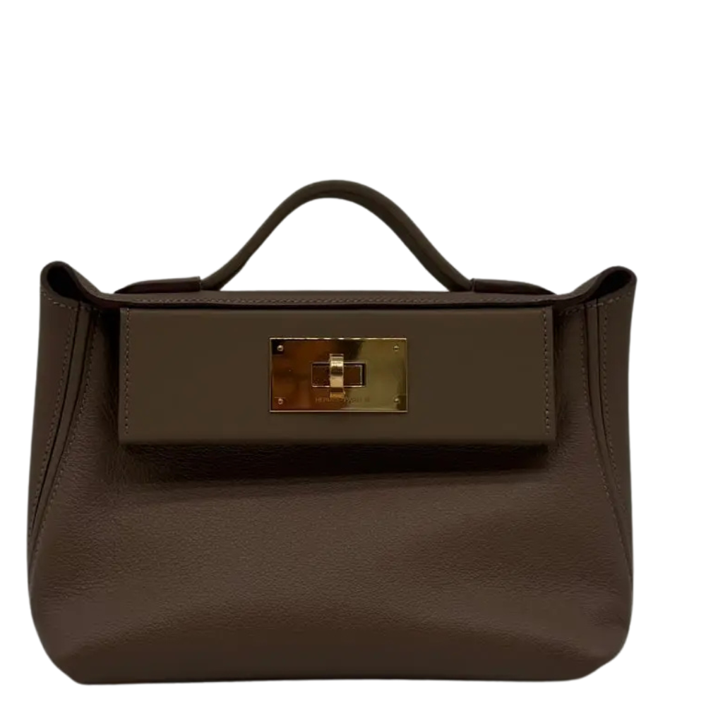 Hermes 24/24 21 Etoupe Evercolor Swift leather front view