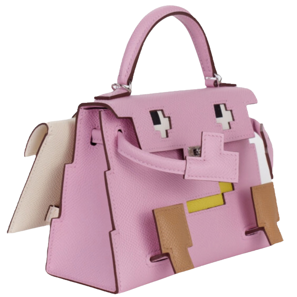 Hermes Kelly Doll Picto left side profile, displaying the structured base and side gusset details.