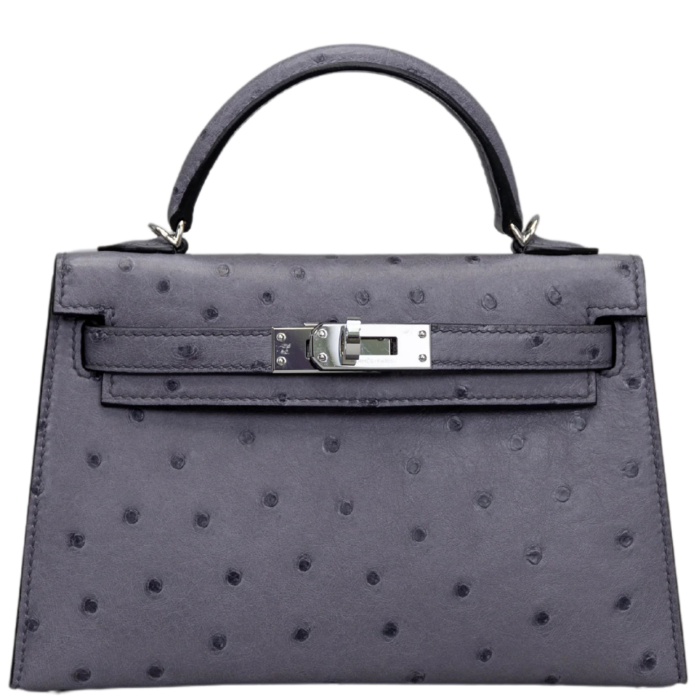 Kelly 20 gris agate ostrich