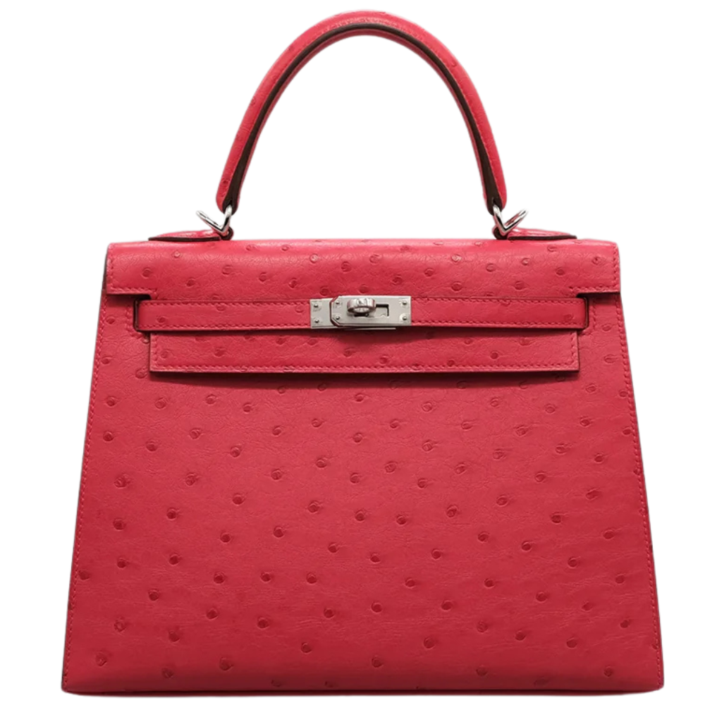 Kelly 25 Rouge Vif Ostrich