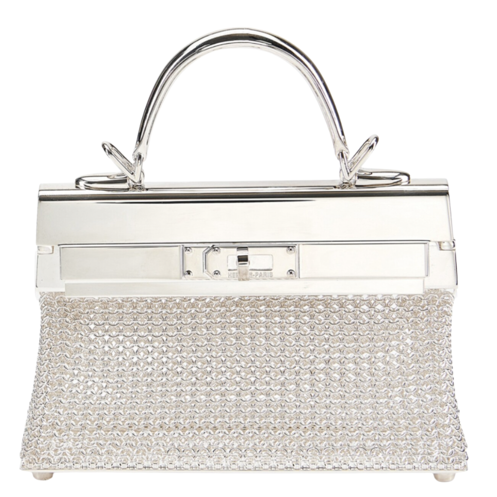 Hermès Kelly Silver Sterling Bijou bag, front view