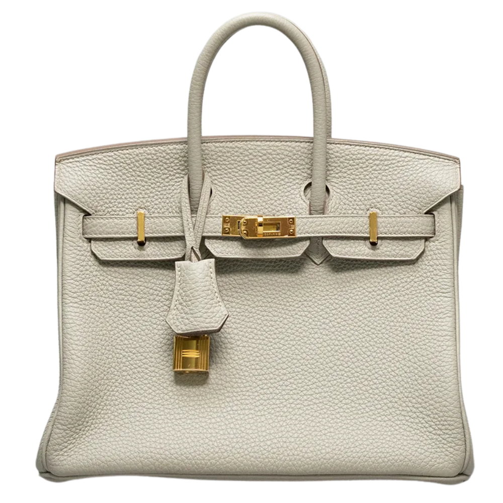 Hermès Birkin 25 bag in Togo leather, Beton color, front view