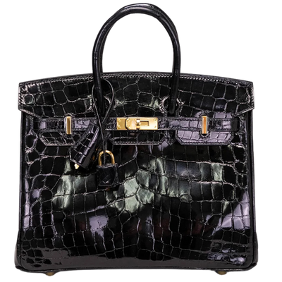 Birkin 25 Black Shiny Niloticus