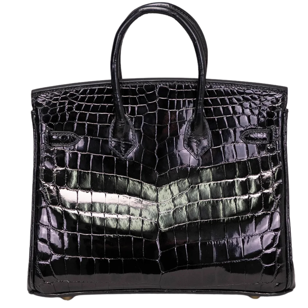 Birkin 25 Black Shiny Niloticus