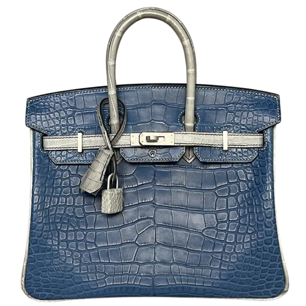 Birkin 25 Blue De Malt / Gris Perle