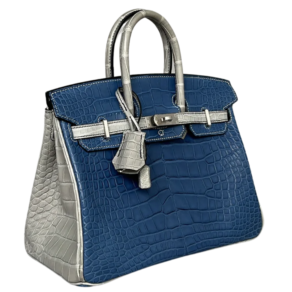Birkin 25 Blue De Malt / Gris Perle