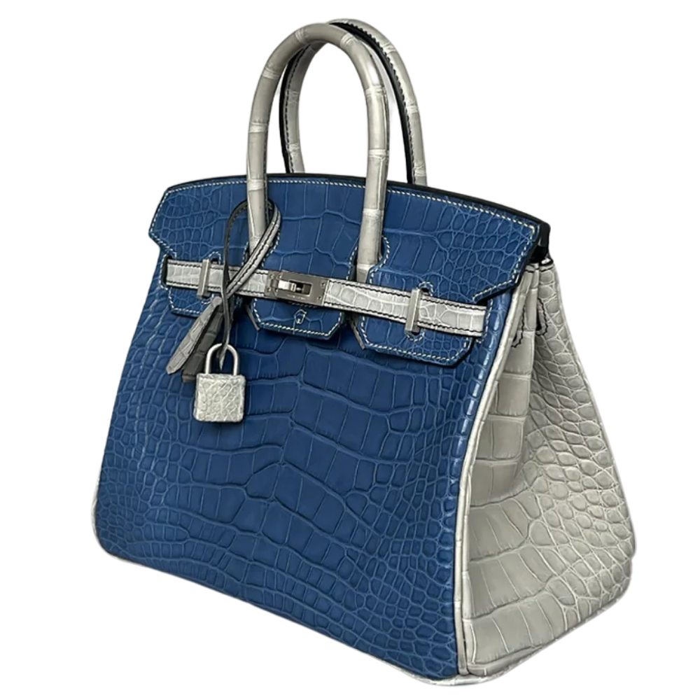 Birkin 25 Blue De Malt / Gris Perle