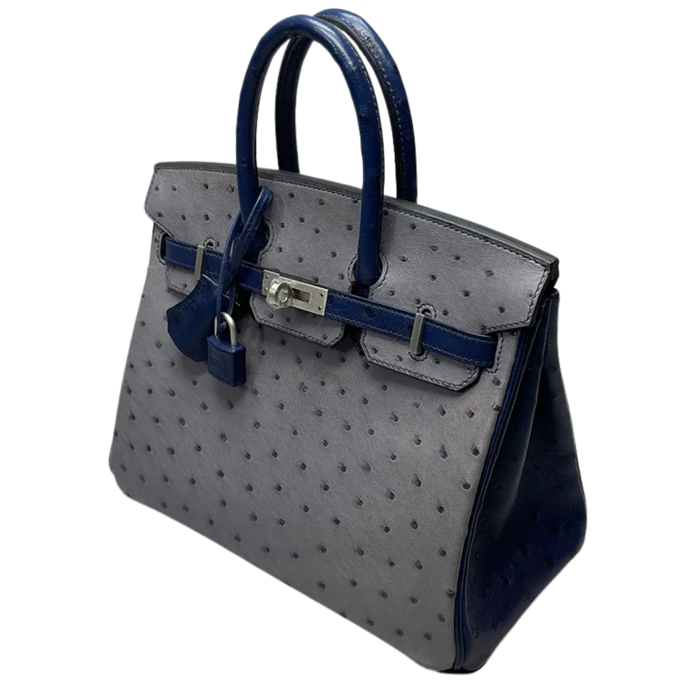 Birkin 25 Gris Agate / Blue Indigo