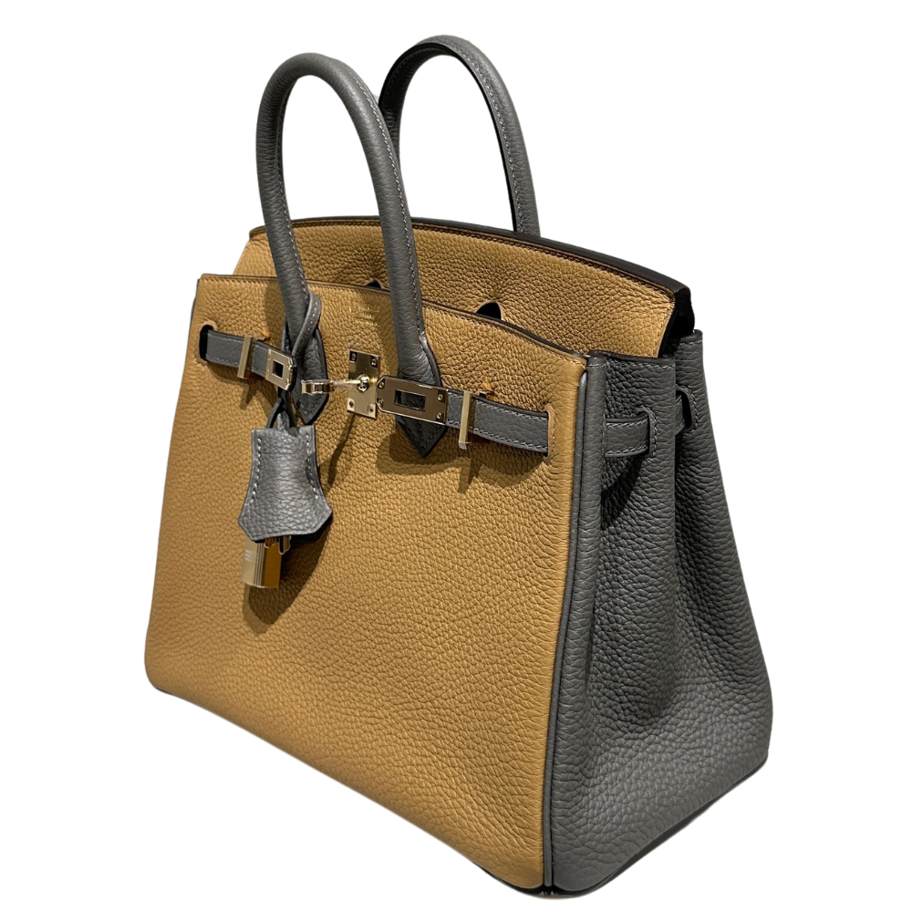 Hermès Birkin 25 HSS Biscuit Etain Togo leather, left side profile view