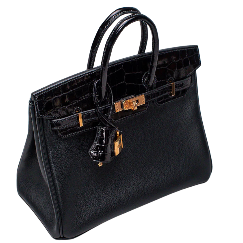 Birkin 25 Touch Black Shiny Niloticus