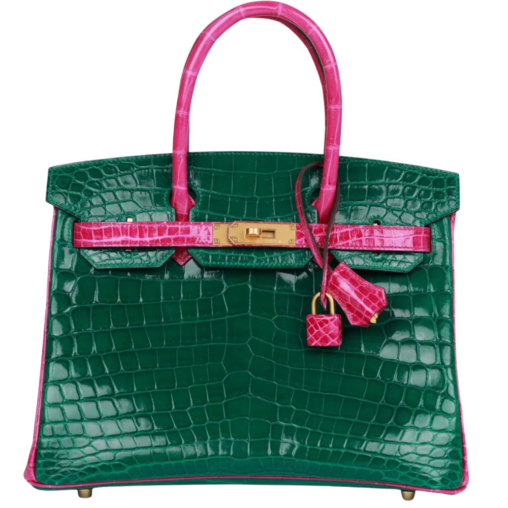 Birkin 25 Vert Emeraude/Rose Scheherazade Niloticus Crocodile