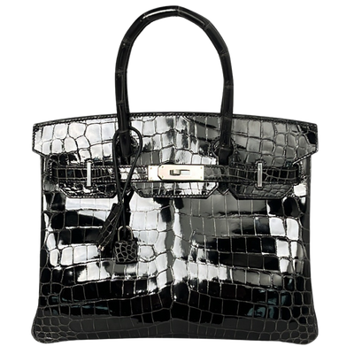 Birkin 25 Black Shiny Niloticus