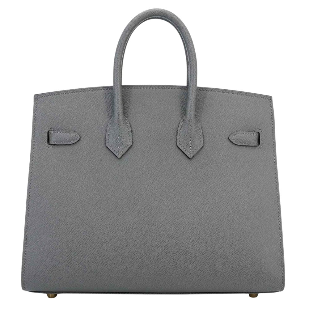 Hermes Birkin 25 Sellier Gris Meyer Madame leather back view