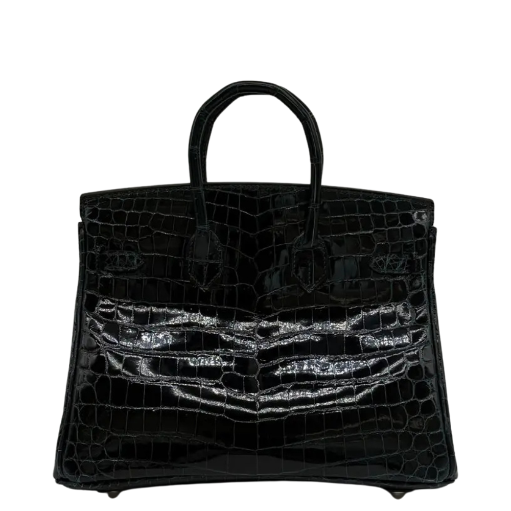Hermes Birkin 25 Vert Cypress shiny Nilo leather back view