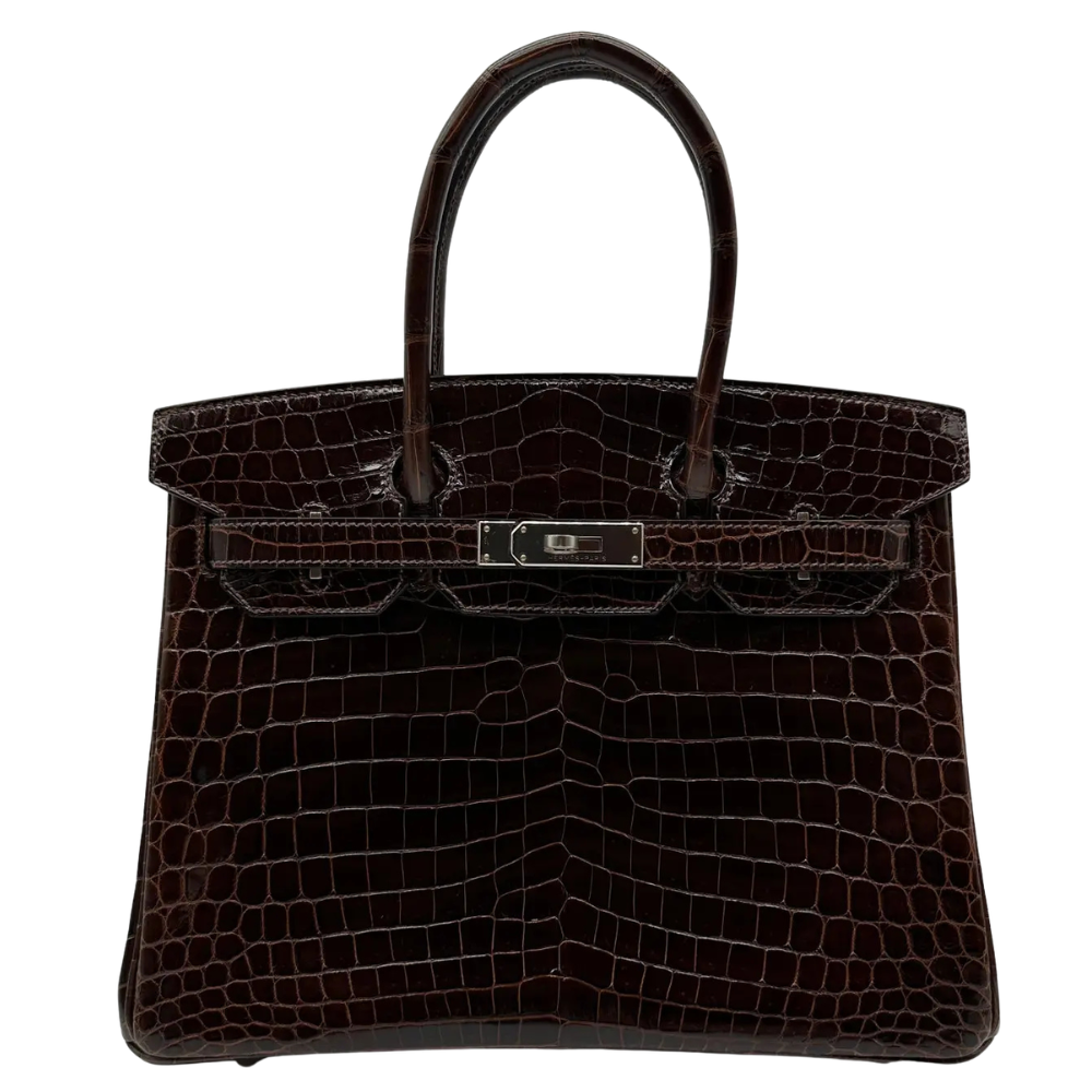 Hermes Birkin 30 Havane shiny alligator front view