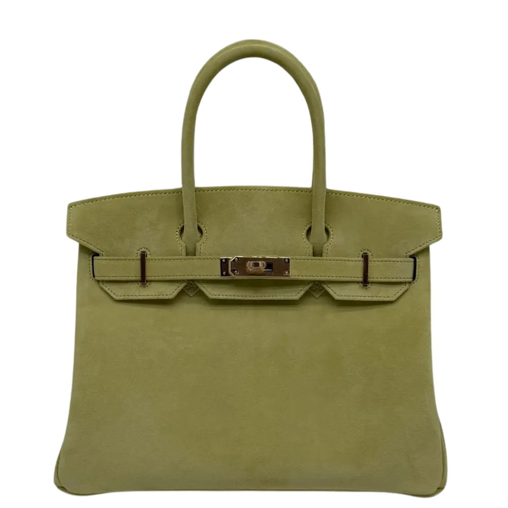 Hermes Birkin 30 Tilleul Doblis leather front view