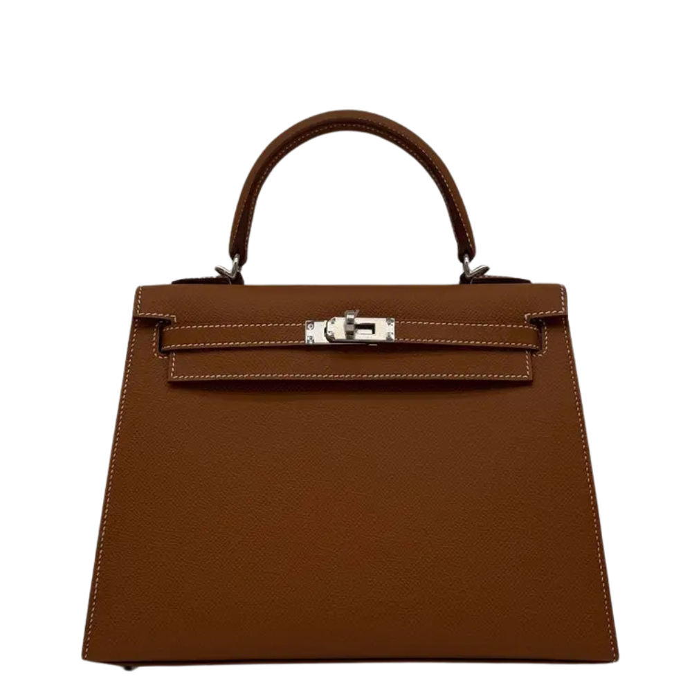 Hermes Kelly 25 Gold Epsom leather front view
