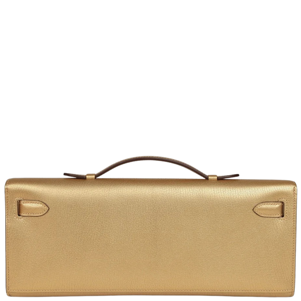 Hermes Kelly Cut Dore Chevre Chamkilight back view, highlighting the clean, minimalist lines and premium leather craftsmanship.