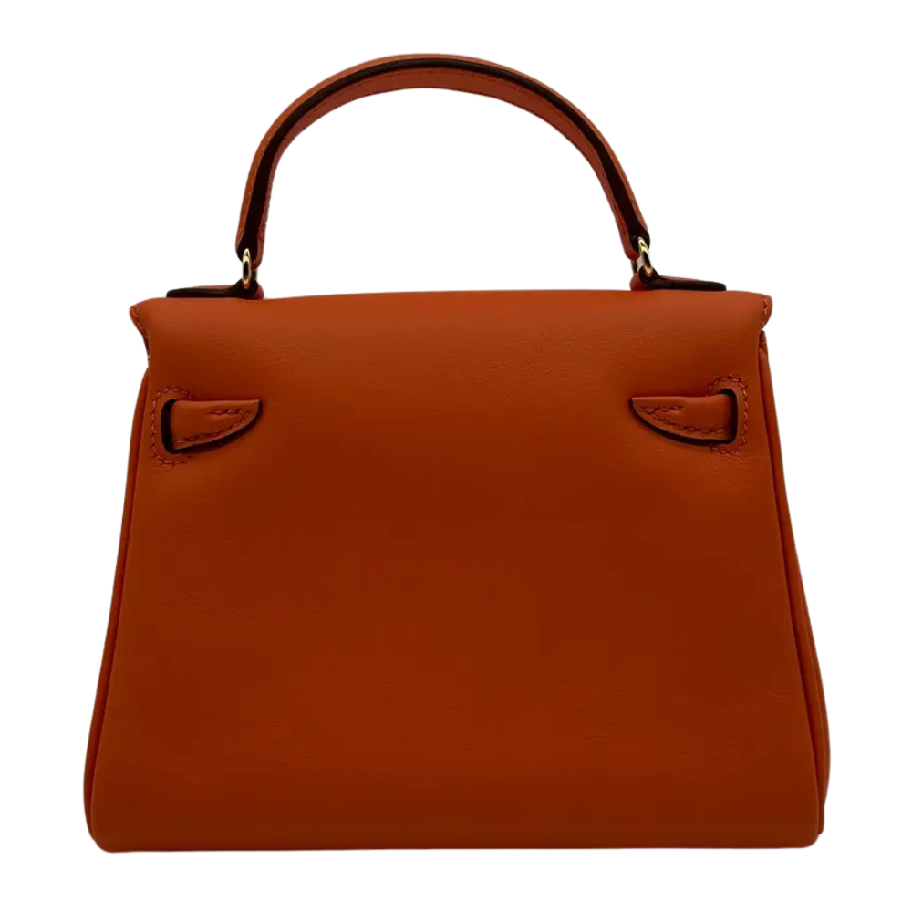 Hermes Kelly Doll Orange and Sakura Swift leather back view