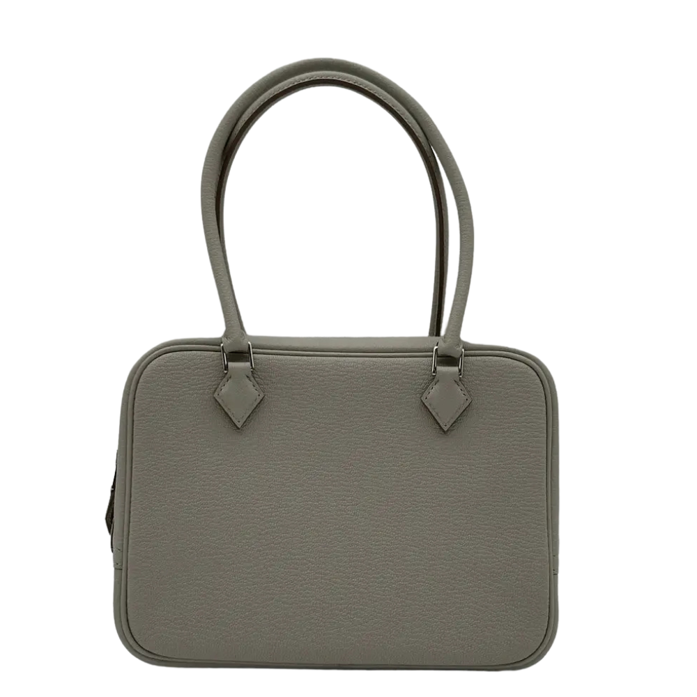 Hermes Mini Plume Gris Perle Chèvre leather back view