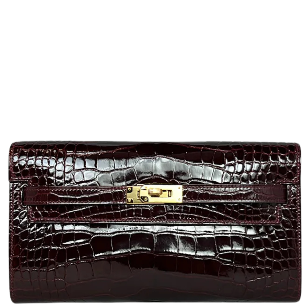 Kelly Pochette Shiny Crocodile Bordeaux