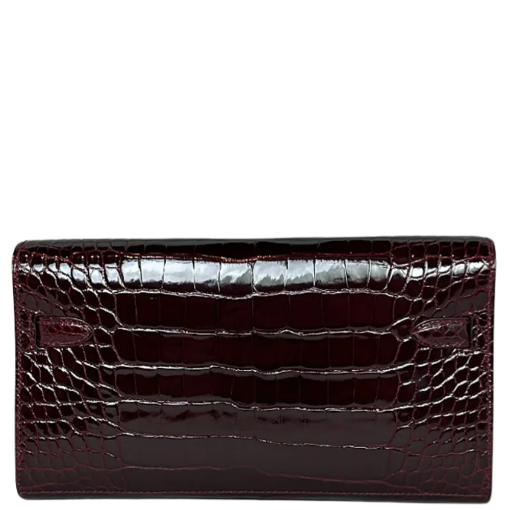 Kelly Pochette Shiny Crocodile Bordeaux