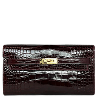 Kelly Pochette Shiny Crocodile Bordeaux