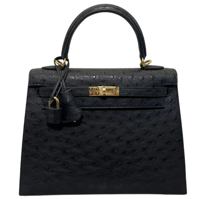 Kelly 25 Black Ostrich