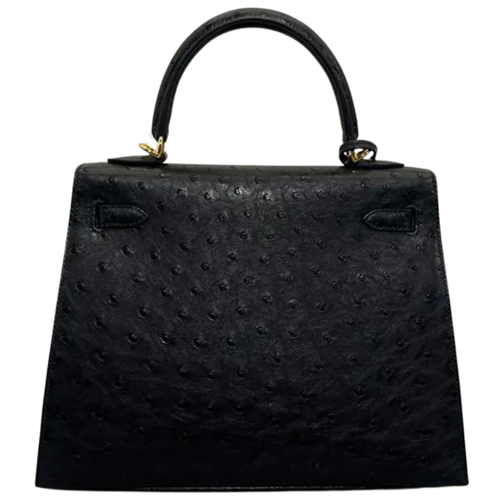Kelly 25 Black Ostrich