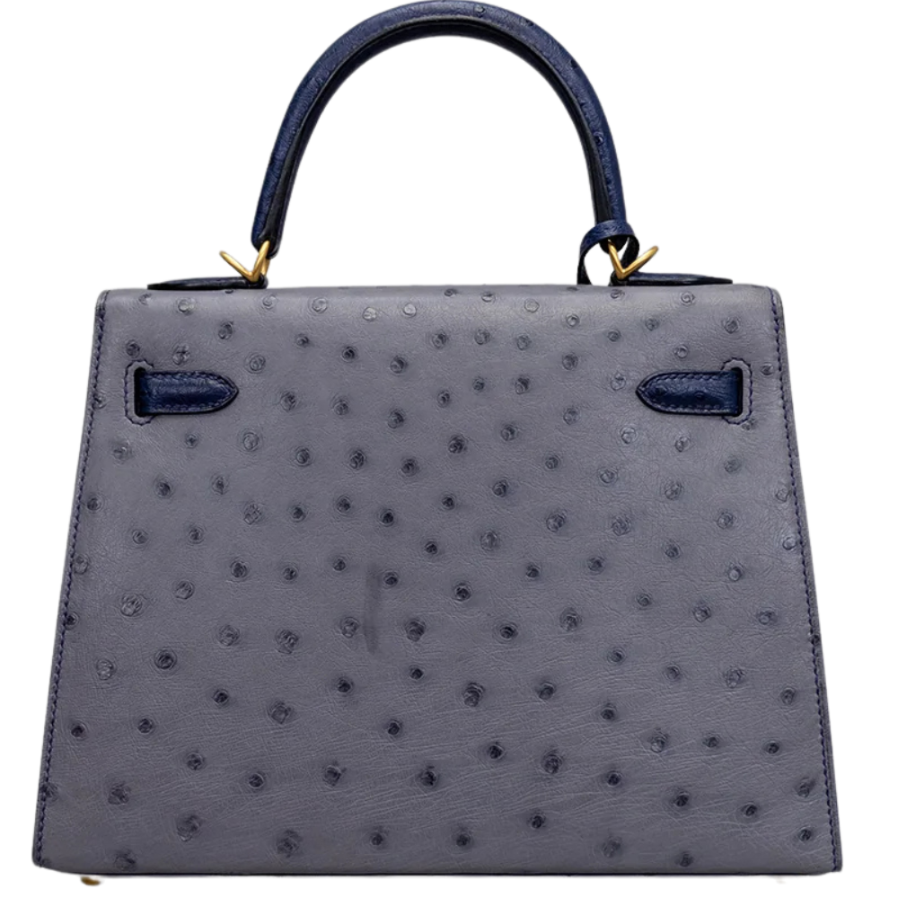 Kelly 25 Gris Agate / Blue Iris Ostrich