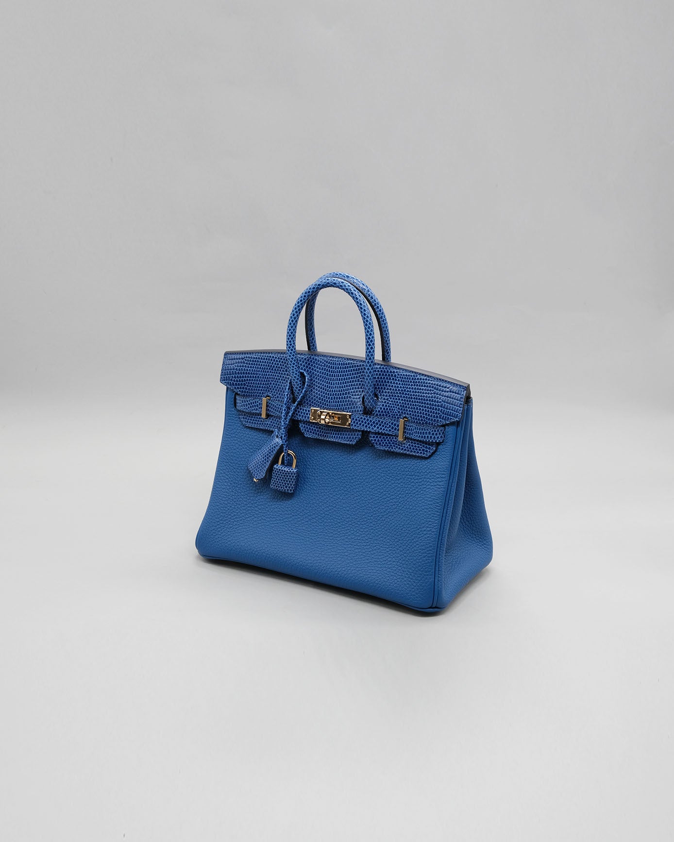 Hermes Birkin 25 Touch Bleu France Togo/Lizard Handbag