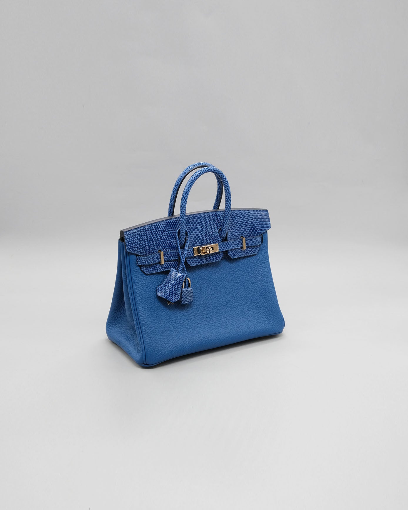 Hermes Birkin 25 Touch Bleu France Togo/Lizard Handbag
