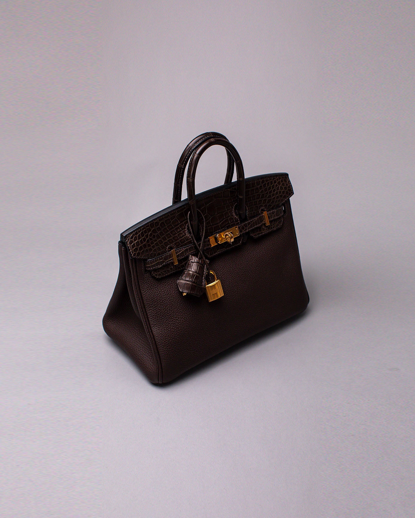 Hermes Birkin bag 25 Ebene Togo leather Gold hardware